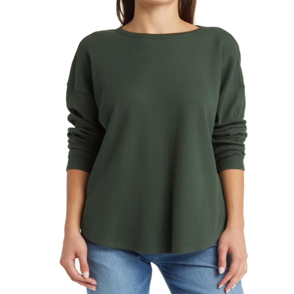 Nordstrom Treasure & Bond Oversize Organic Cotton Blend Thermal Knit Top